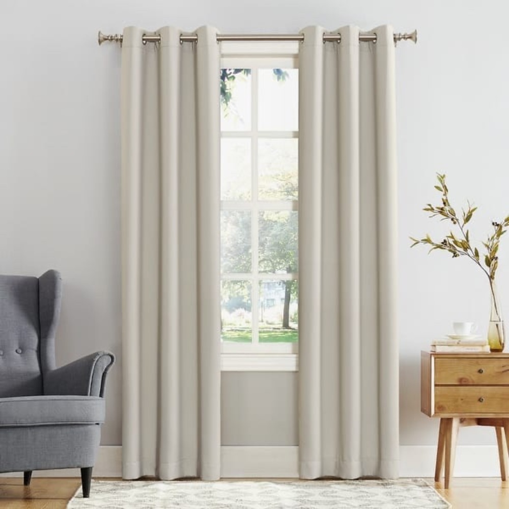 Sun Zero Blackout Curtain Panels 54”x63” Pearl Tan